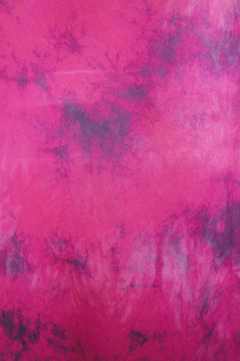 color swatch of large silk scarf in magenta with purple tie dye markings
