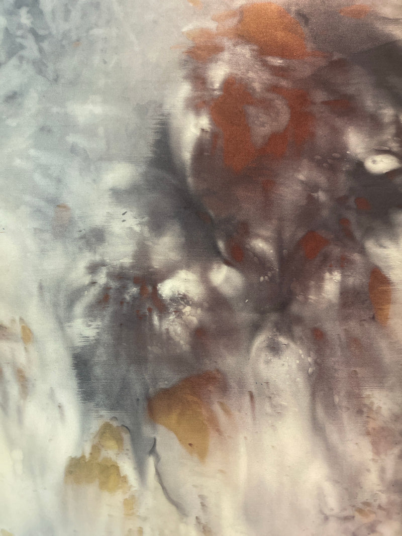 Framed Silk Artwork - Smoke & Gold