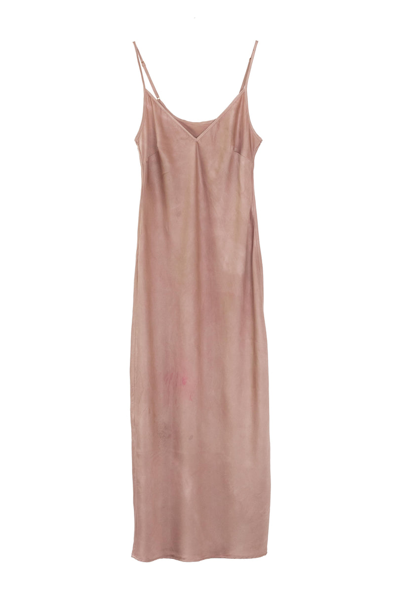 silk midi dress in muted pink