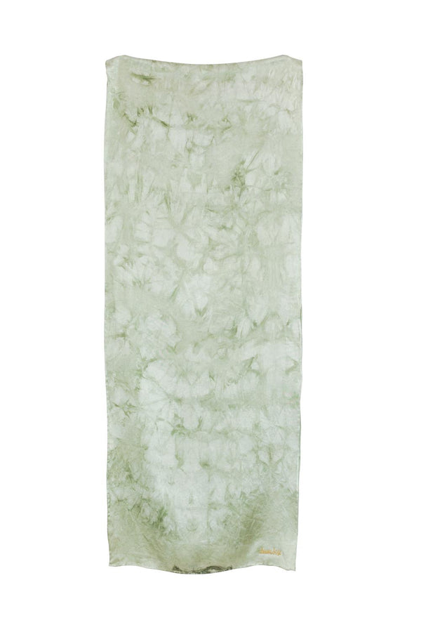 medium silk scarf with sage green marbling