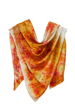 Silk Square Scarf with orange ,red, and yellow unique markings