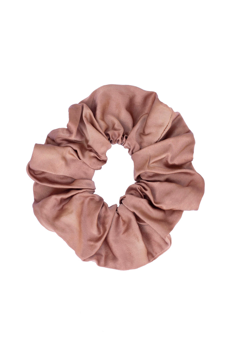 silk scrunchie in muted rose pink